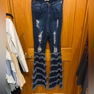 JCJO size small Flare Fringe Jeans - Blue